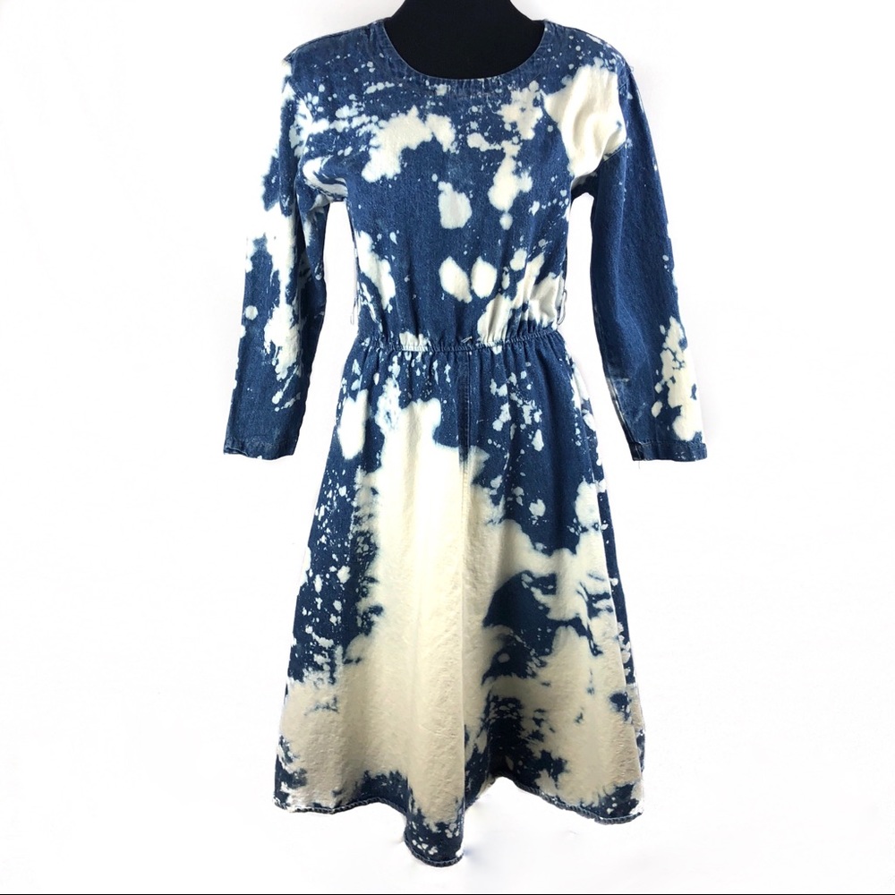 Vintage 80’s splatter bleach denim dress
